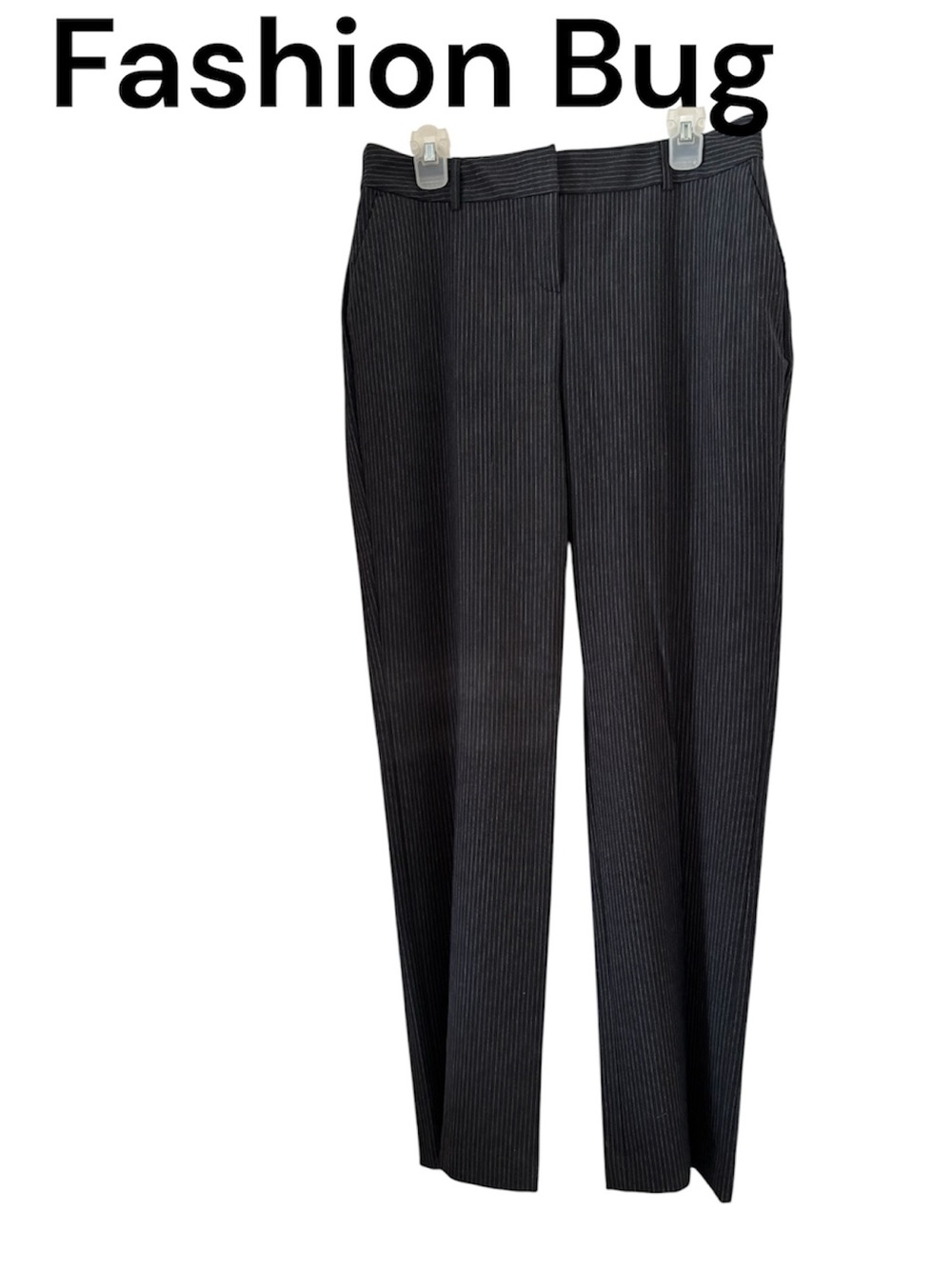 Fashion Bug Black Pinstripe Women's Trousers sz 12 NWT